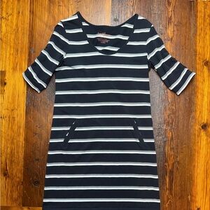 Black and white striped dress